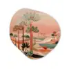 Roze landschap - Palmen - Water Wandcirkel Organisch Forex 3mm klein -3d
