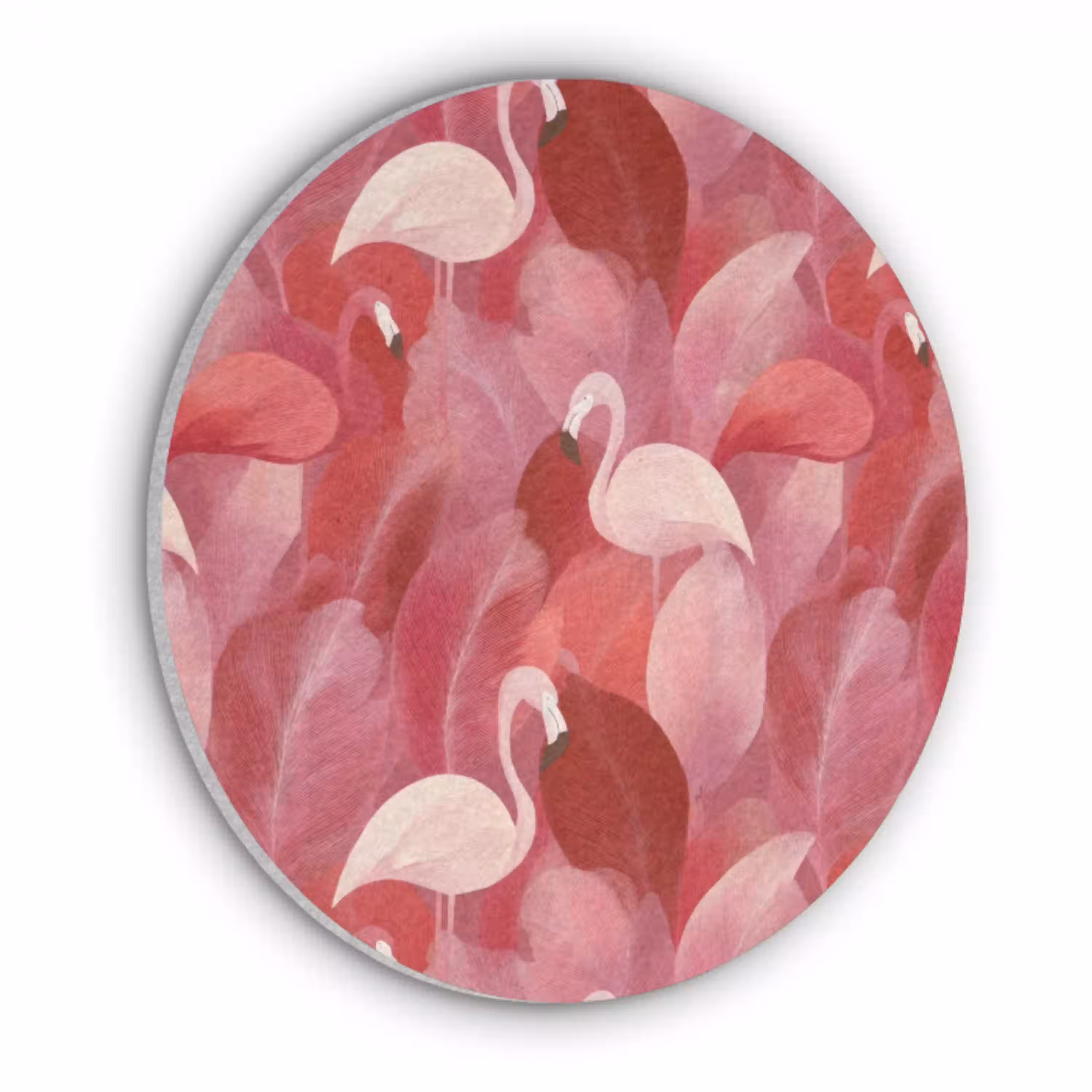 Flamingo - Botanisch - Elegant - Roze - Rood Akoestische PET Vilt - Rond klein 838 -3d