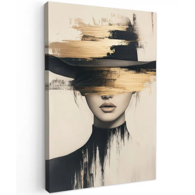 Vrouw - Hoed - Verf Tuinposter op houten frame 2 cm dik klein -3d