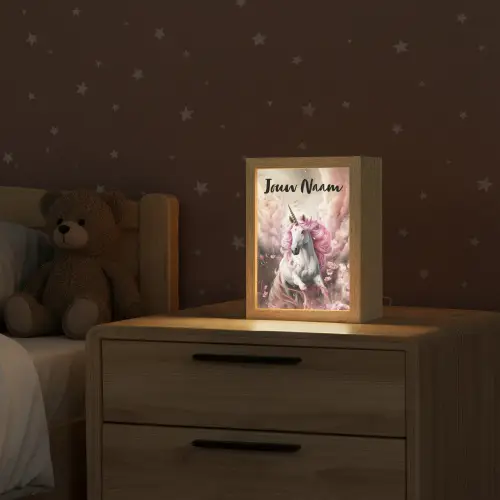 Eenhoorn - Meisje - Roze - Bloemen - Sprookje Light Box met kabel (Kinderlampje) klein -sfeer1_kind