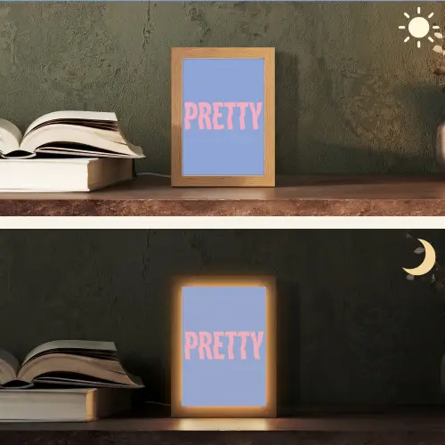 Pretty - Roze - Blauw - Golvend Light Box met kabel (Tafellamp) klein -sfeer3