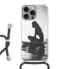 Silhouet - Vrouw - Surfplank - Water Hoesje iPhone 16 Pro Max met koord klein -3d