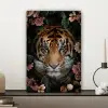 Tijger - Bloemen - Bladeren canvas 2cm klein -sfeer6