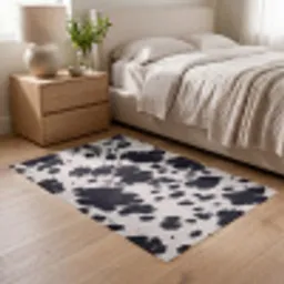 Patroon - Vacht - Zwart - Wit Vloerkleed Rechthoek klein -atmosphere_sfeer3_global