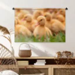 Pijltje - Eend - Natuur - Geel Wandkleed katoen middel -sfeer5