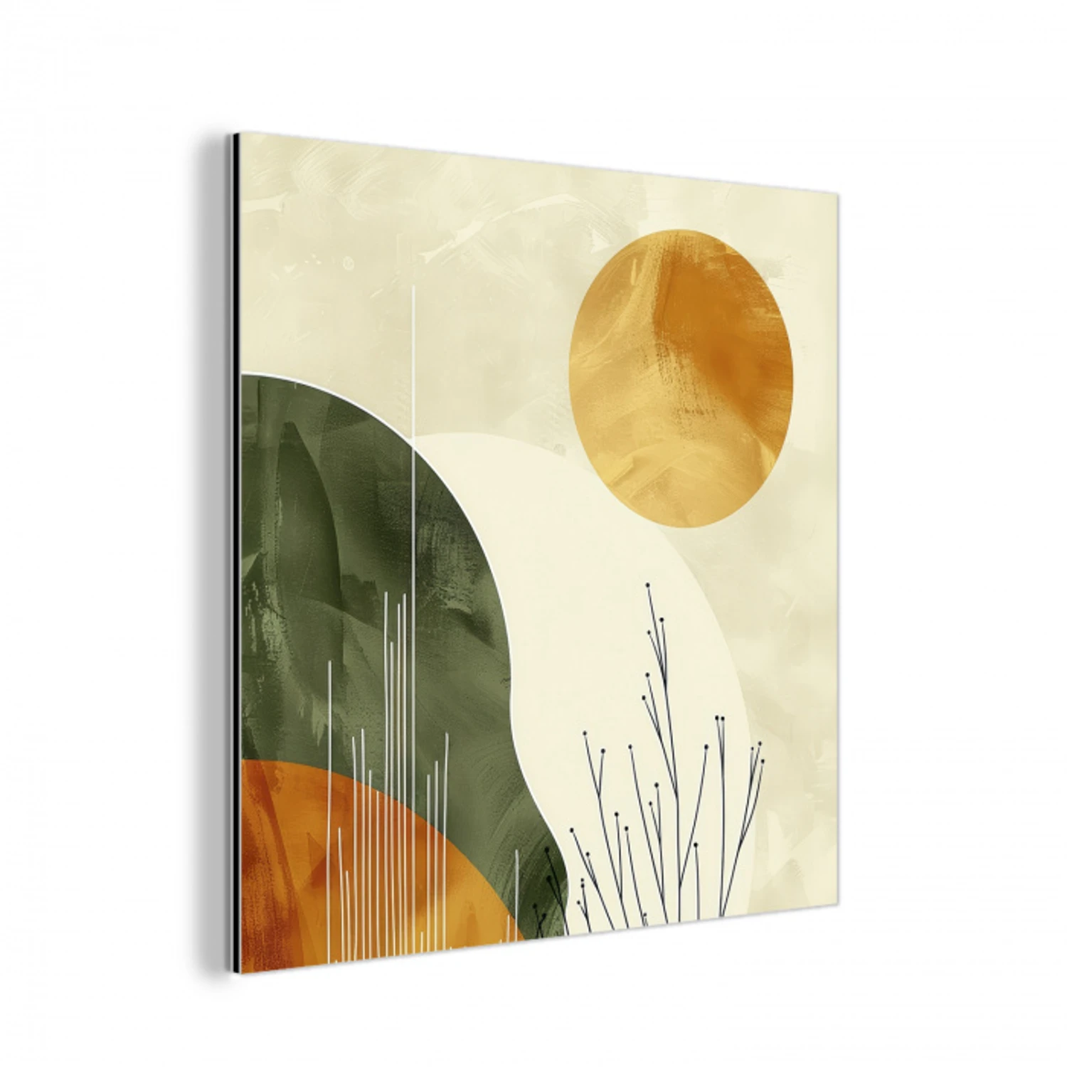 Abstract - Landschap - Zon - Kunst aluminium wit klein -3d