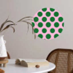 Polkadots - Patroon - Groen Wandcirkel behangsticker klein 186 -sfeer3