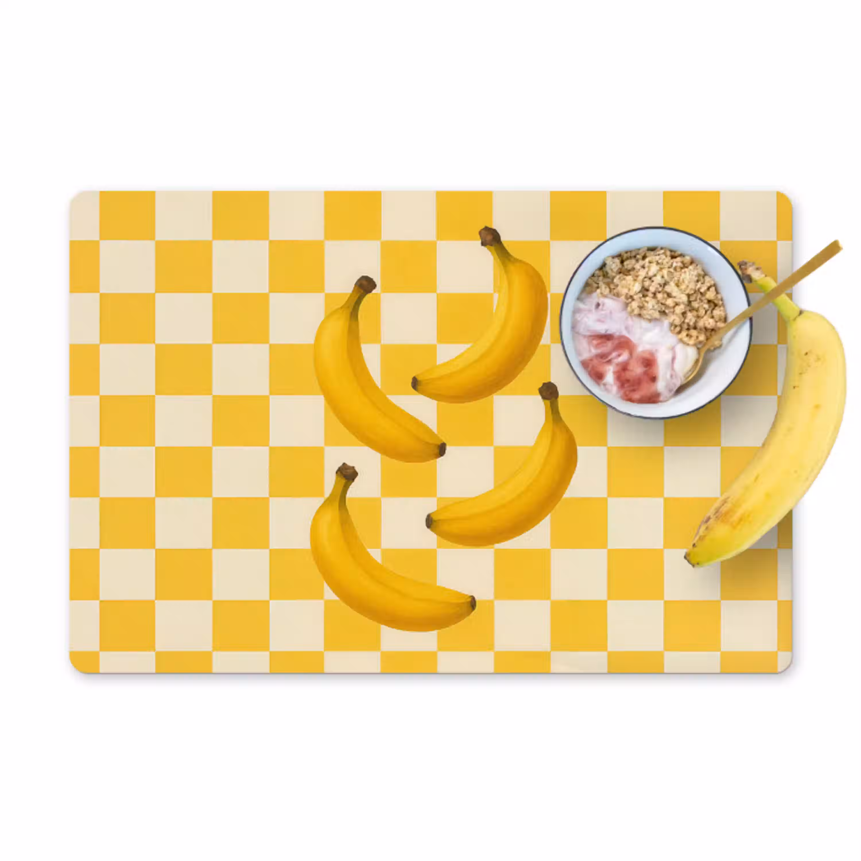 Bananen - Geel - Geblokt Placemat vinyl groot -zzzproduct_Kitchenyeah-website