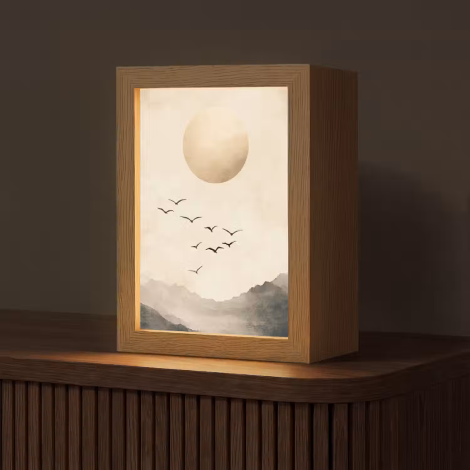 Tischlampe - Landschaft - Japandi - Vogel