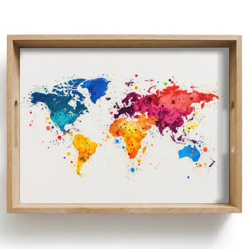 Wereldkaart - Graffiti - Kleurrijk Dienblad Rechthoek middel -z3d_shopping