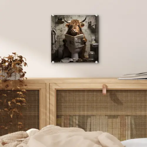 Schotse hooglander - Toilet - Krant - Badkamer plexiglas 5mm klein -sfeer4