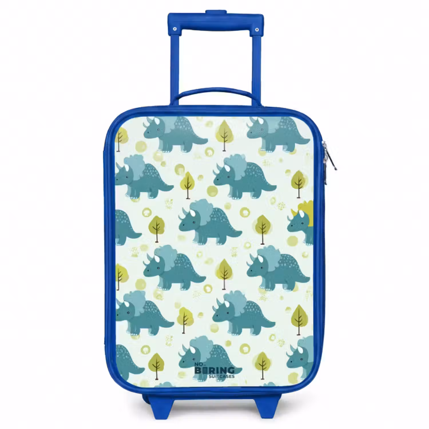 Kinderkoffer - Blauw - Triceratopsen tussen boompjes