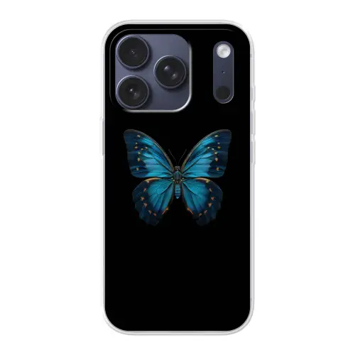 Vlinder - Blauw - Contrast Telefoonhoesje iPhone 17 Pro klein -3d