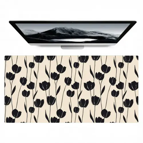 Tulpen - Patroon - Zwart Muismat XXL klein 681 -zzz3d