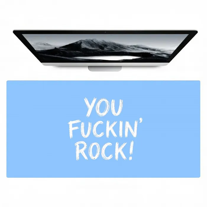 Blauw - Wit - You fuckin rock Muismat XXL klein -zzz3d