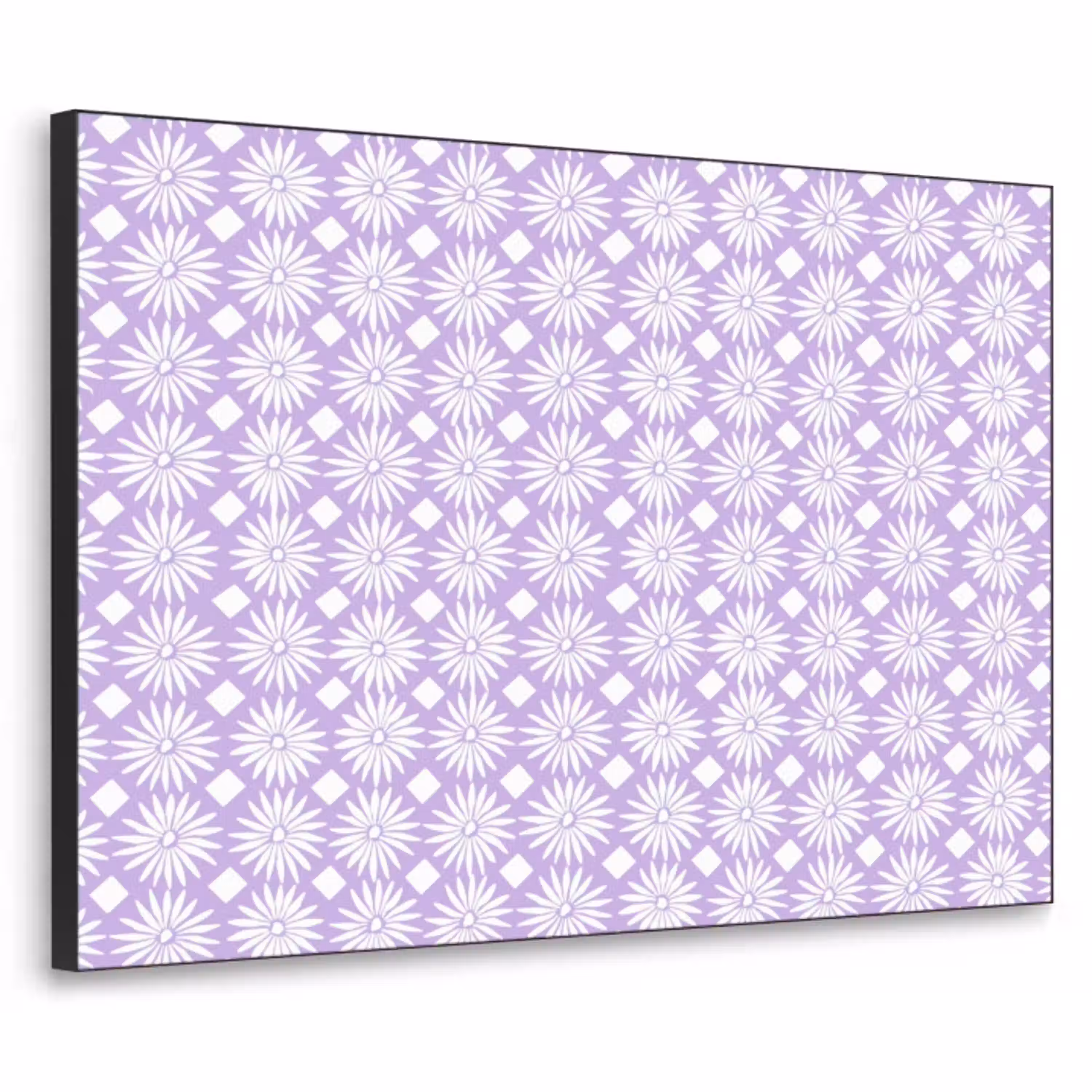 Lila - Botanisch - Bloemen - Margrieten - Patroon Textielframe zwart klein 947 -3d