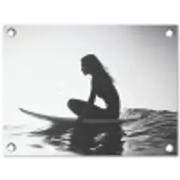 Silhouet - Vrouw - Surfplank - Water tuinposter los doek klein -3d