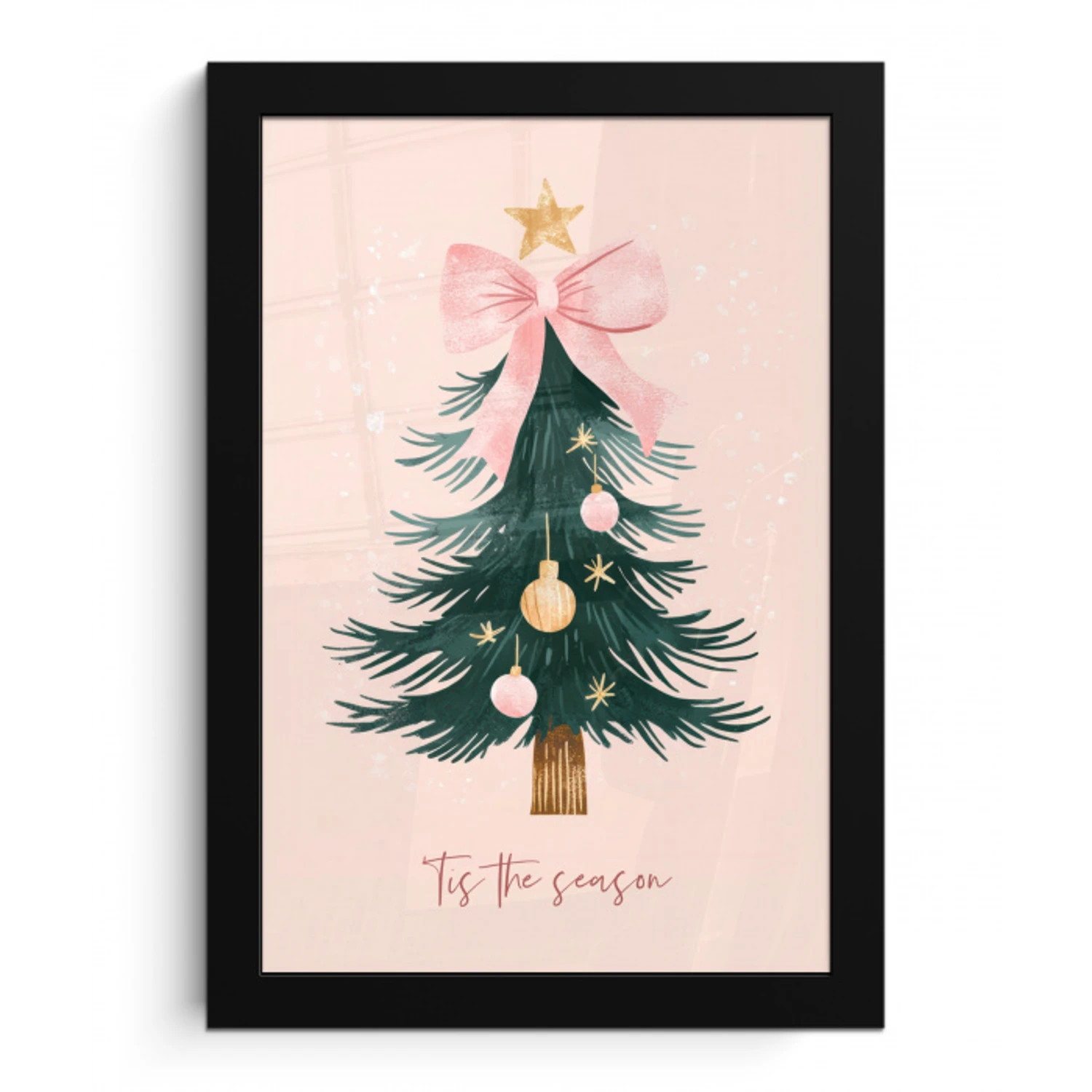 Christmas Season - Kerst - Kerstboom - Roze fotolijst zwart zonder passe partout klein -3d
