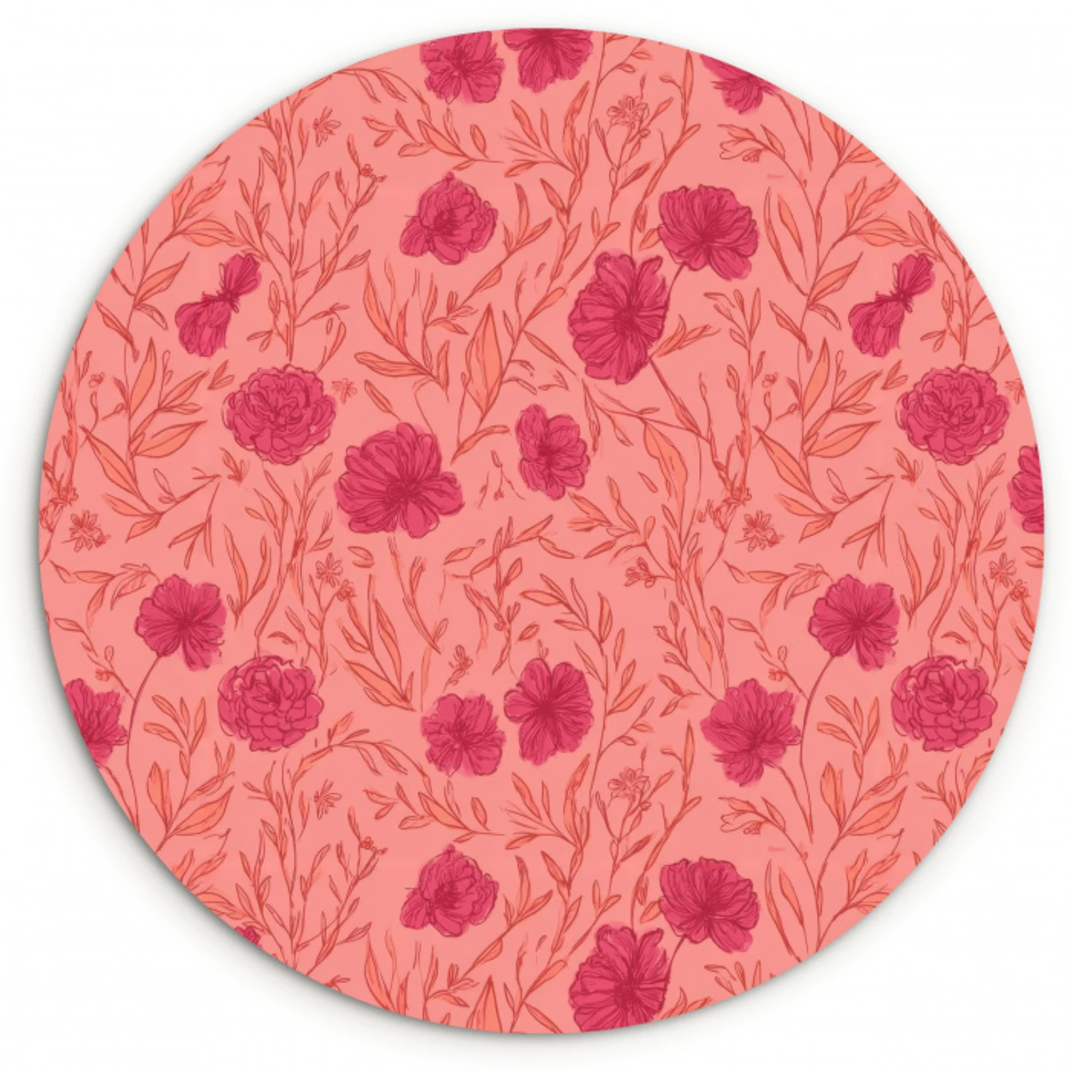 Weidebloemen - Romantisch - Roze Wandcirkel kunststof plaat 5mm dik klein 188 -3d