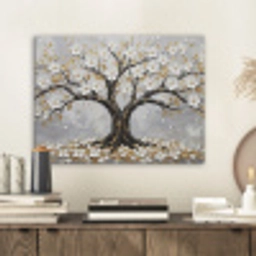 Boom - Bloemen - Natuur - Abstract - Wit PET vilt klein -sfeer1