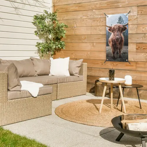 Imposante Hooglander in de Natuur tuinposter los doek klein -sfeer4