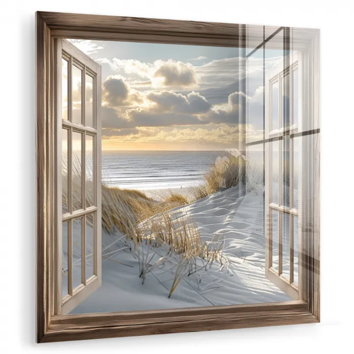 Doorkijk - Strand - Duinen - Zee - Natuur plexiglas 5mm klein -zzzproduct_nieuw