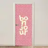 Bonjour - Stippen - Roze- Geel deurposter klein -3d_beige