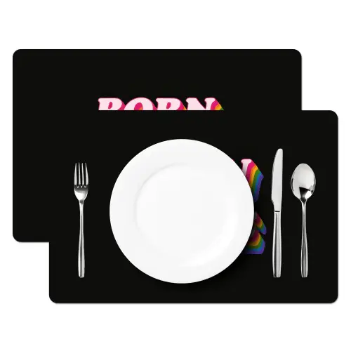 Quote - Regenboog - Roze - Zwart Placemat vinyl groot -zzsfeer2_Kitchenyeah-website