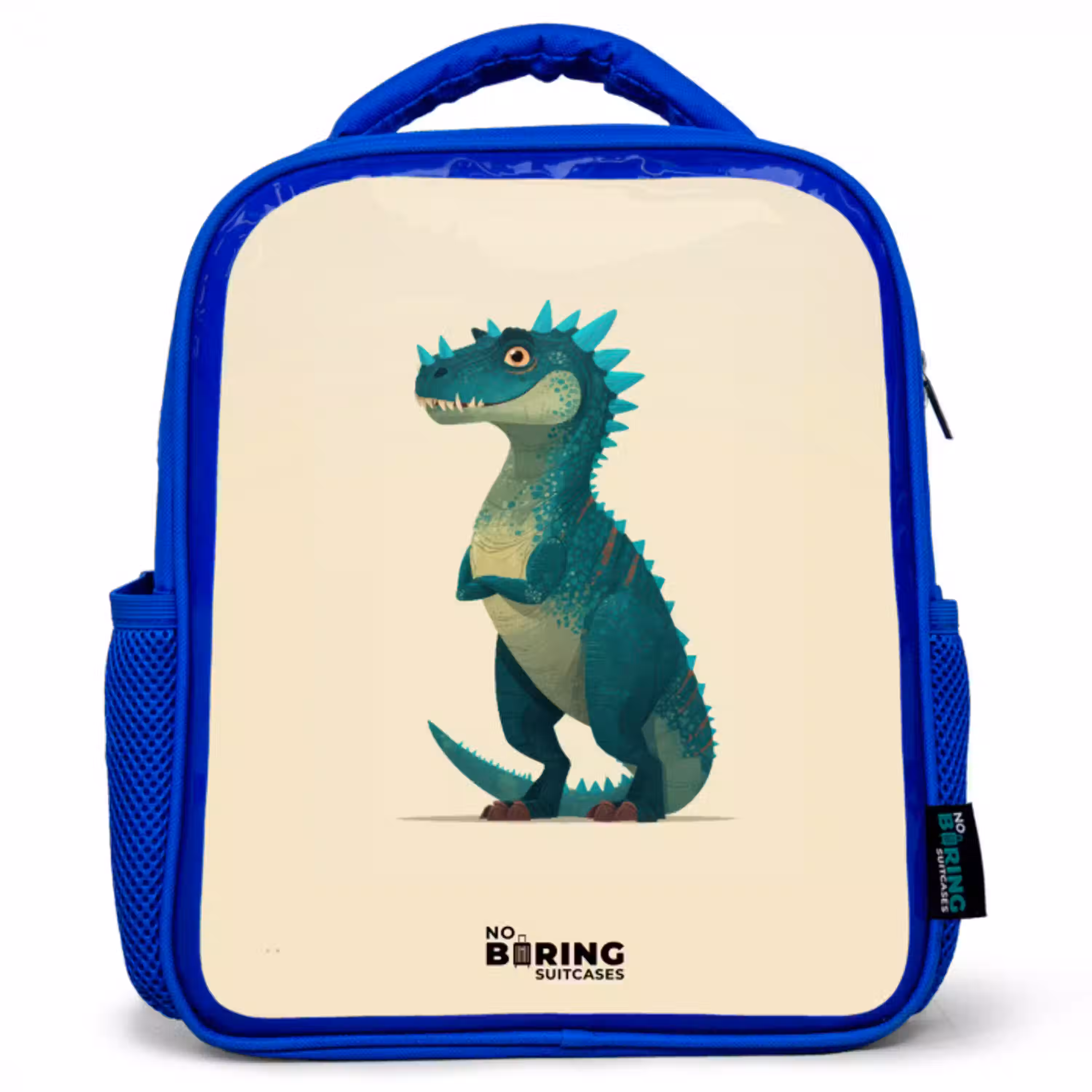Dino - Dier - Blauw - Groen Kinderrugzak - Blauw middel -3d