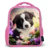 Hond met blauwe ogen in een veld Kinderrugzak - Roze middel -3d