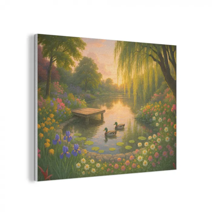 Eenden - Vijver - Bloemen PET vilt klein -3d
