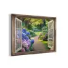 Doorkijk - Tuin - Raam - Hortensia - Bloemen aluminium wit klein -3d