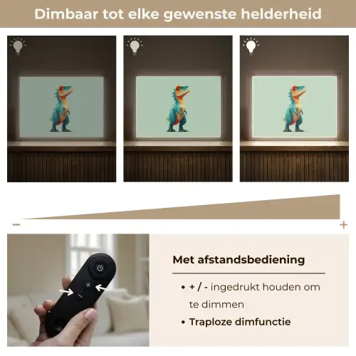 Cartoon - Dino - Oranje - Stekels Light Box met batterij (Wandlamp kind) middel -USP_dimbaarNL