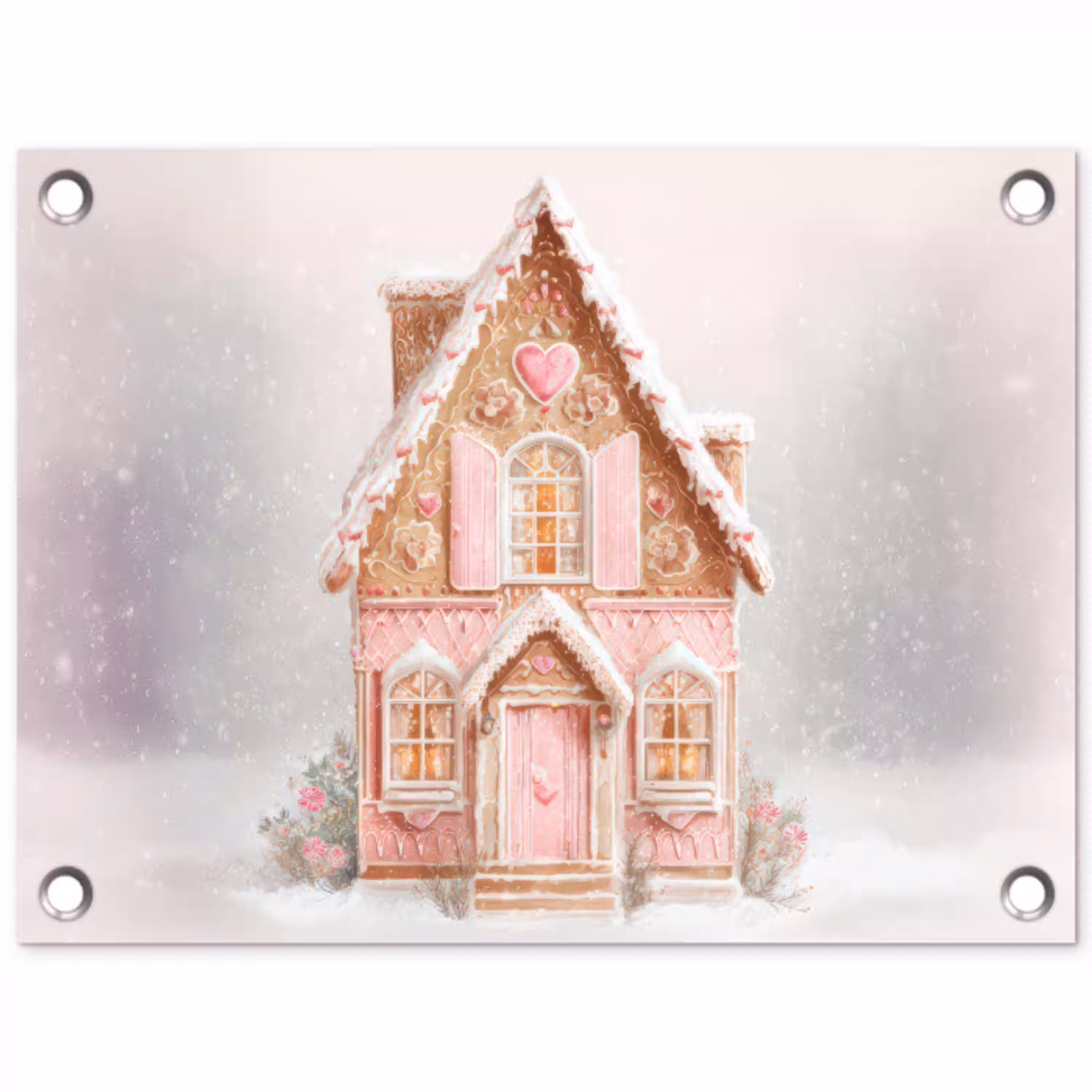 Huisje - Suiker - Pastel tuinposter los doek klein -3d