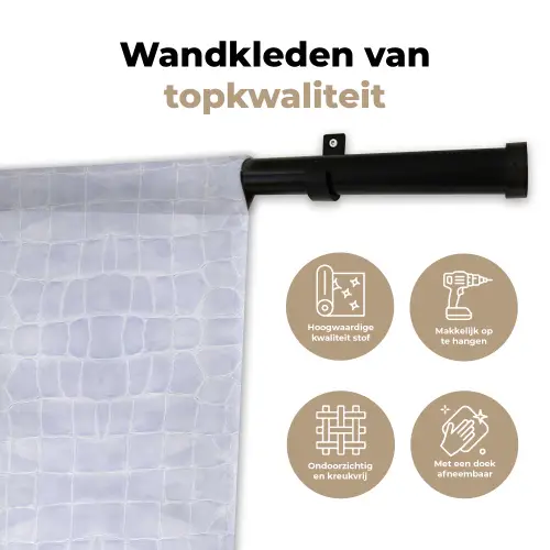 Krokodil - Leer - Lila - Paars Wandkleed katoen klein 269 -sfeer2