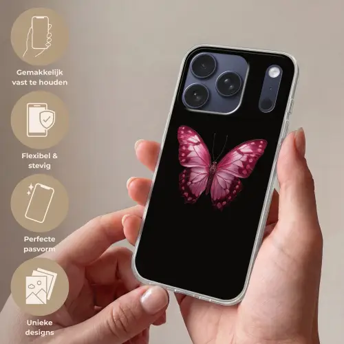 Vlinder - Fuchsia - Grafisch Telefoonhoesje iPhone 17 Pro klein -sfeer3_NL