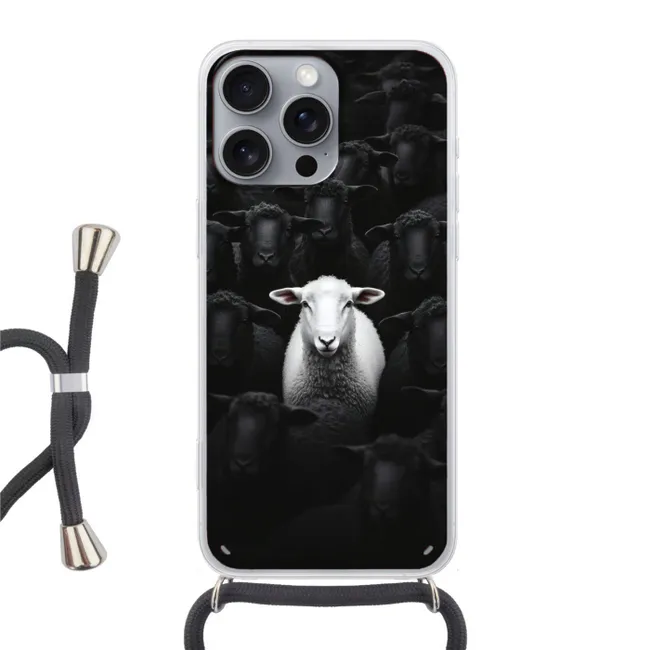 Telefoonhoesje met koord - Schapen - Wit - Duisternis