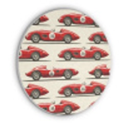 Raceauto - Retro - Rood Akoestische PET Vilt - Rond klein 838 -3d