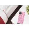 Hartjes - Print - Roze - Wit Hoesje iPhone 12 Pro met koord klein -kamer