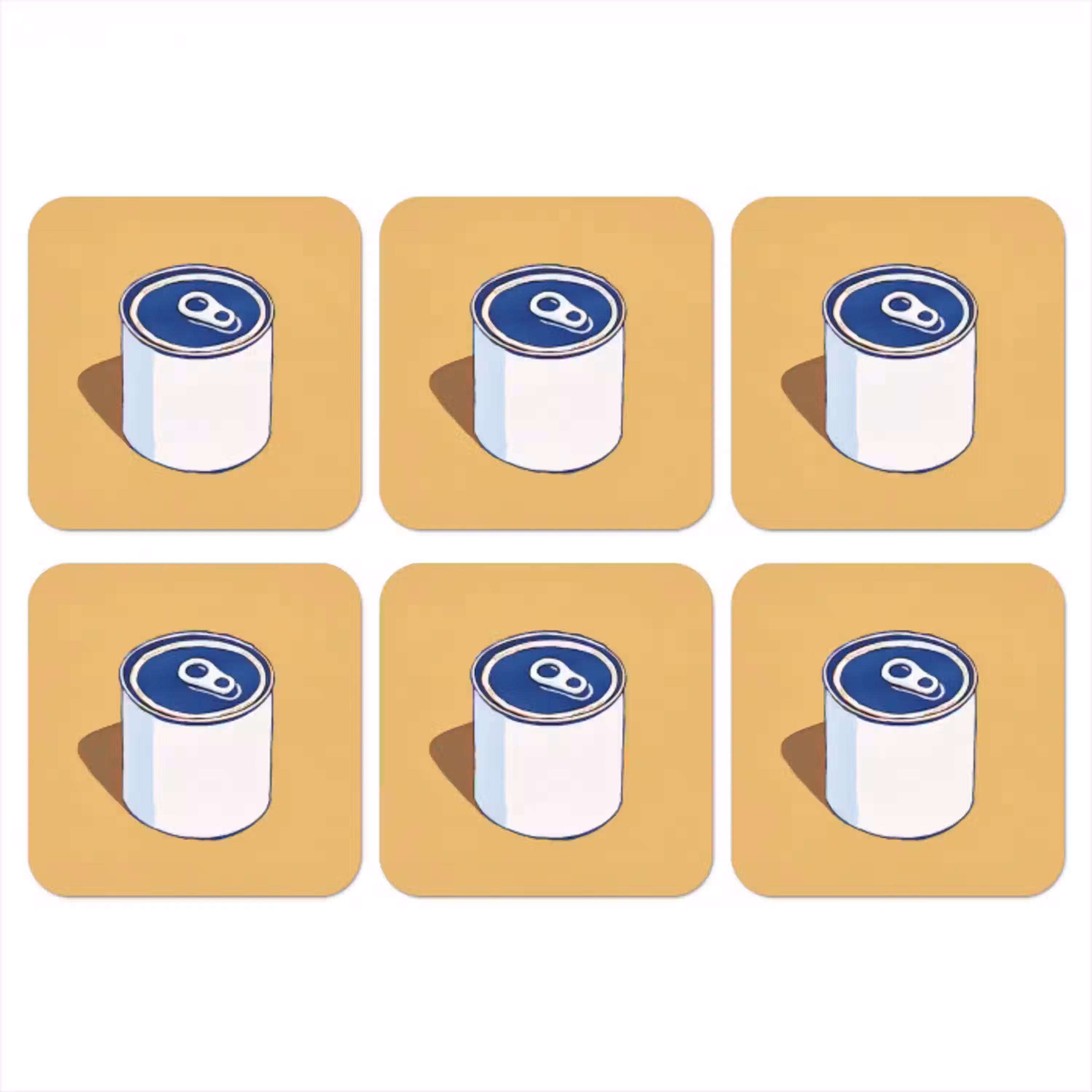 Blikje - Minimalistisch - Blauw - Illustratie onderzetter kurk middel -3d