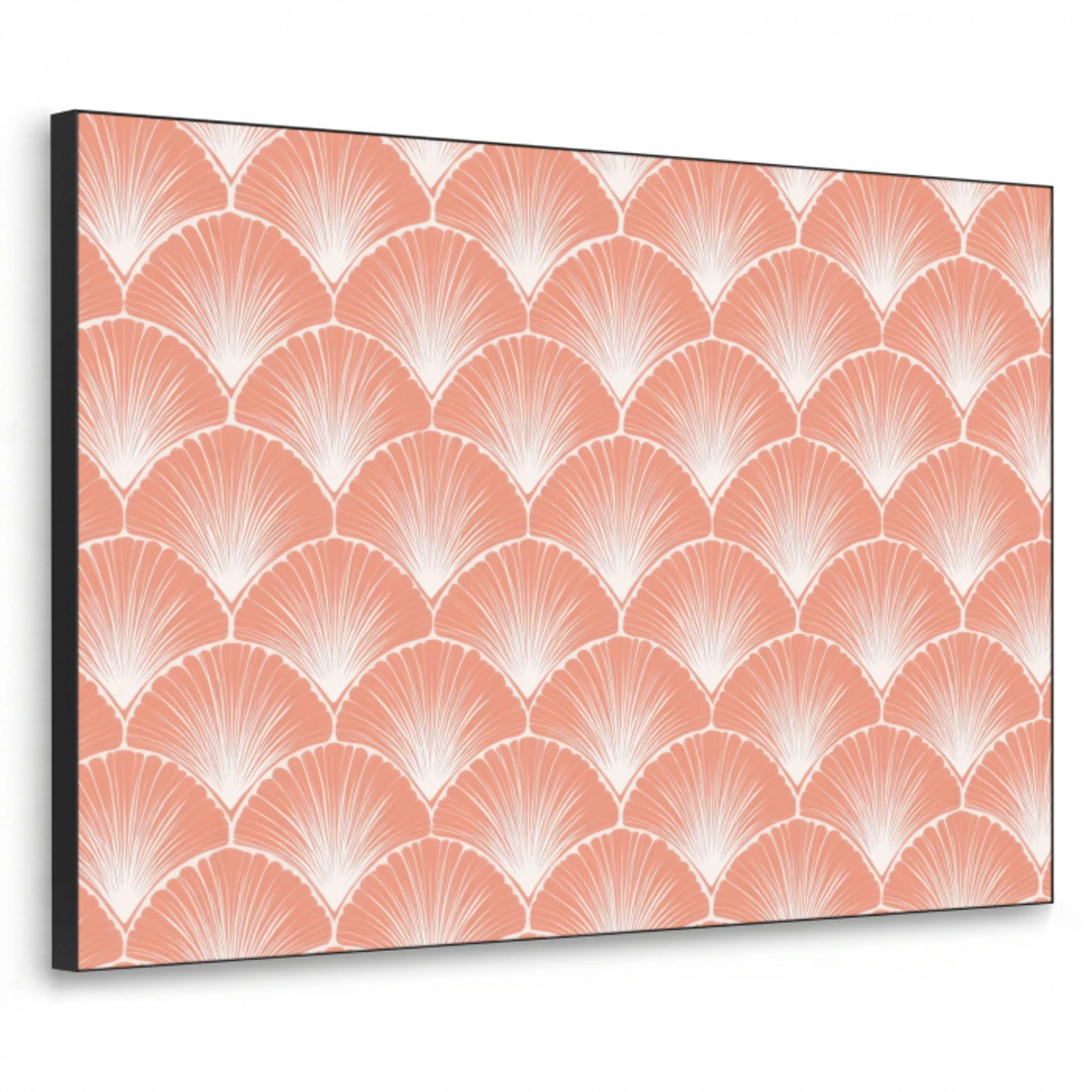 Waaier - Motief - Zalmroze Textielframe zwart klein 947 -3d