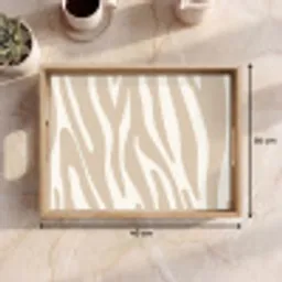 Zebraprint - Beige - Wit - Dierenprint Dienblad Rechthoek middel -USP_Formaat