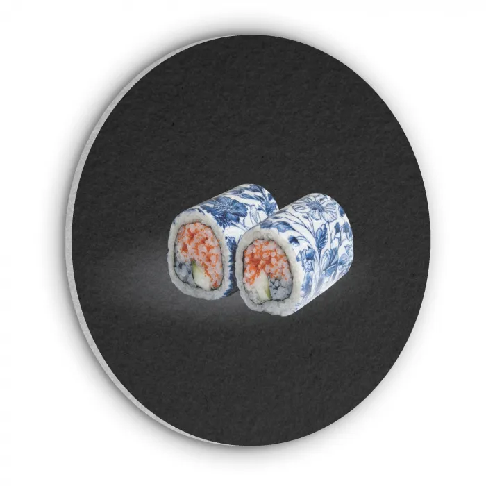 Sushi - Delfts blauw - Rijst - Vis - Elegant Akoestische PET Vilt - Rond klein -3d
