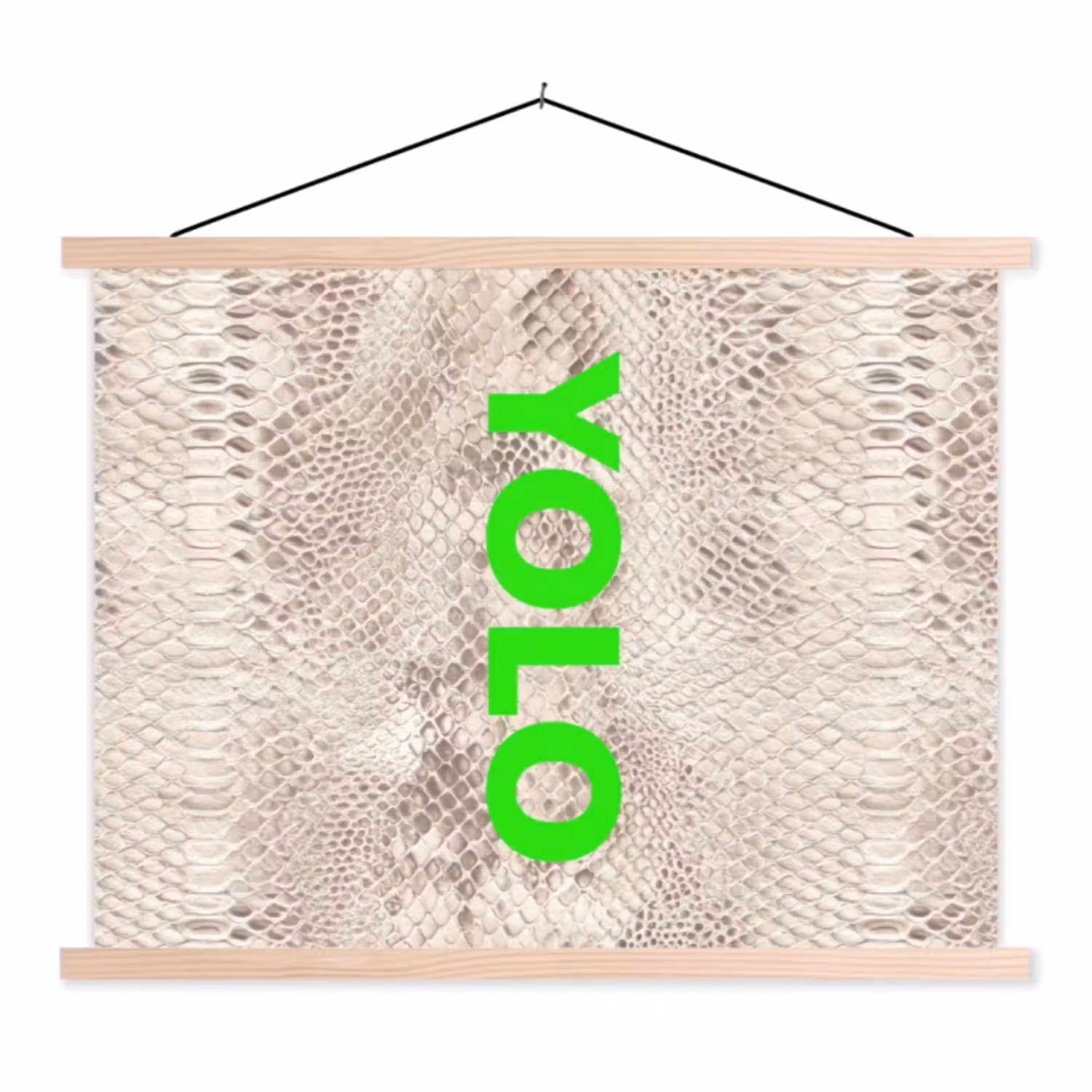 YOLO - Groen - Neon - Slangenprnt textielposter latten blank klein -3d