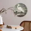 Reiger - Planten - Wolken - Wit Akoestische PET Vilt - Rond klein -sfeer3