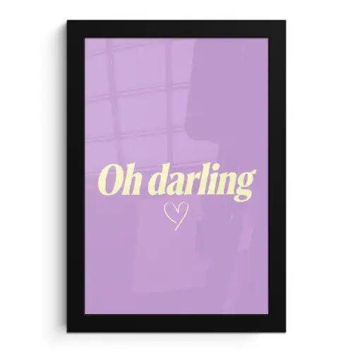 Oh darling - Hart - Paars fotolijst zwart zonder passe partout klein -3d