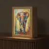 Olifant - Kunst - Schilderij - Dieren - Regenboog Light Box met kabel (Tafellamp) klein -z3d_website