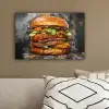Burger - Eten - Kunst - Grijs - Graffiti canvas 2cm klein -sfeer3