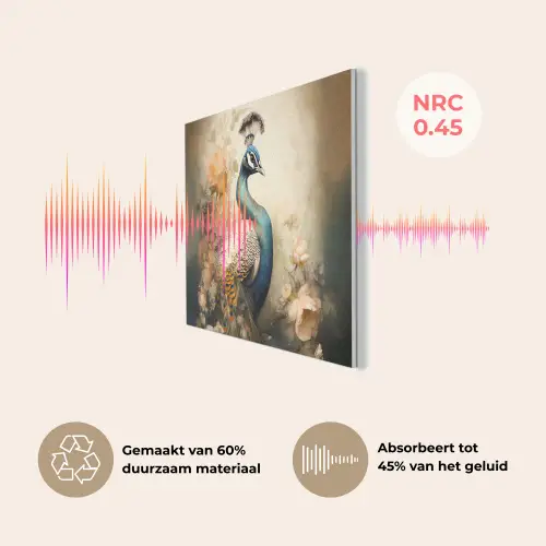 Pauw - Pauwenveren - Bloemen - Vogels - Botanisch PET vilt klein -USP_NL