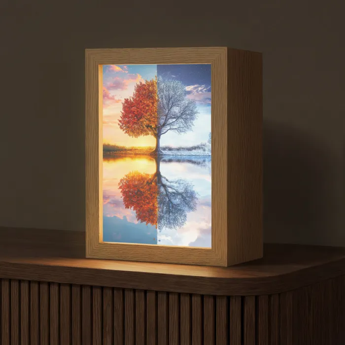 Seizoenen - Kunst - Boom - Herfst - Winter Light Box met kabel (Tafellamp) klein -z3d_website
